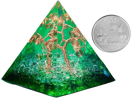 Miniatura 7 de mookaitedecor Pirámide de cristal de cuarzo de roca con árbol de la vida de cobre, cristales curativos orgonita para protección, meditación, yoga,