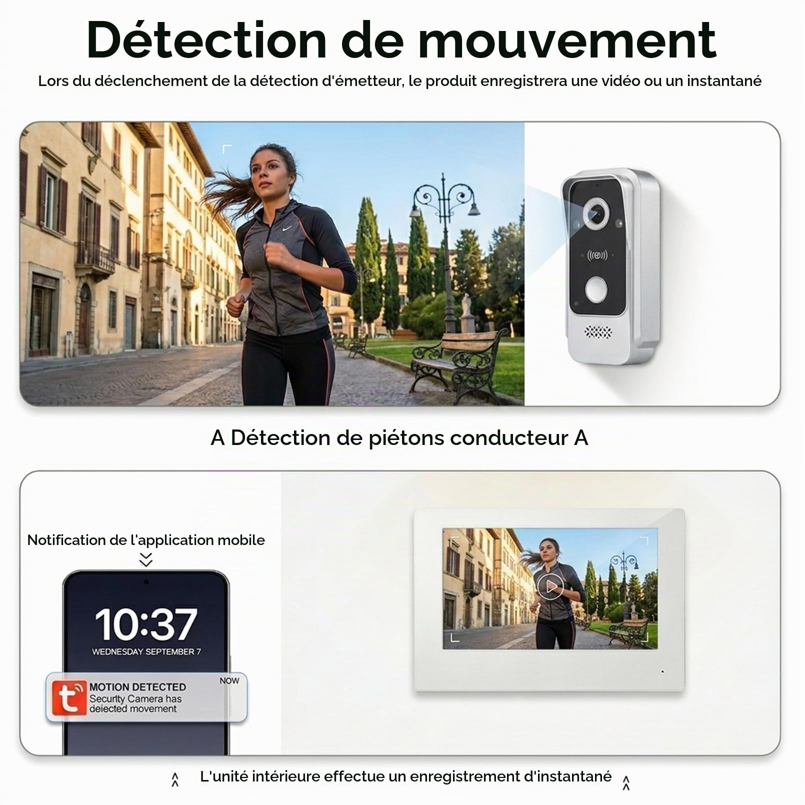 Visiophone Connecté Filaire,Interphone Vidéo 2 Fils Visiophone WiFi,7" Ecran Couleur TFT LCD,1080P Sonnette avec Caméra,Portier vidéo,Déverrouillage à Distance