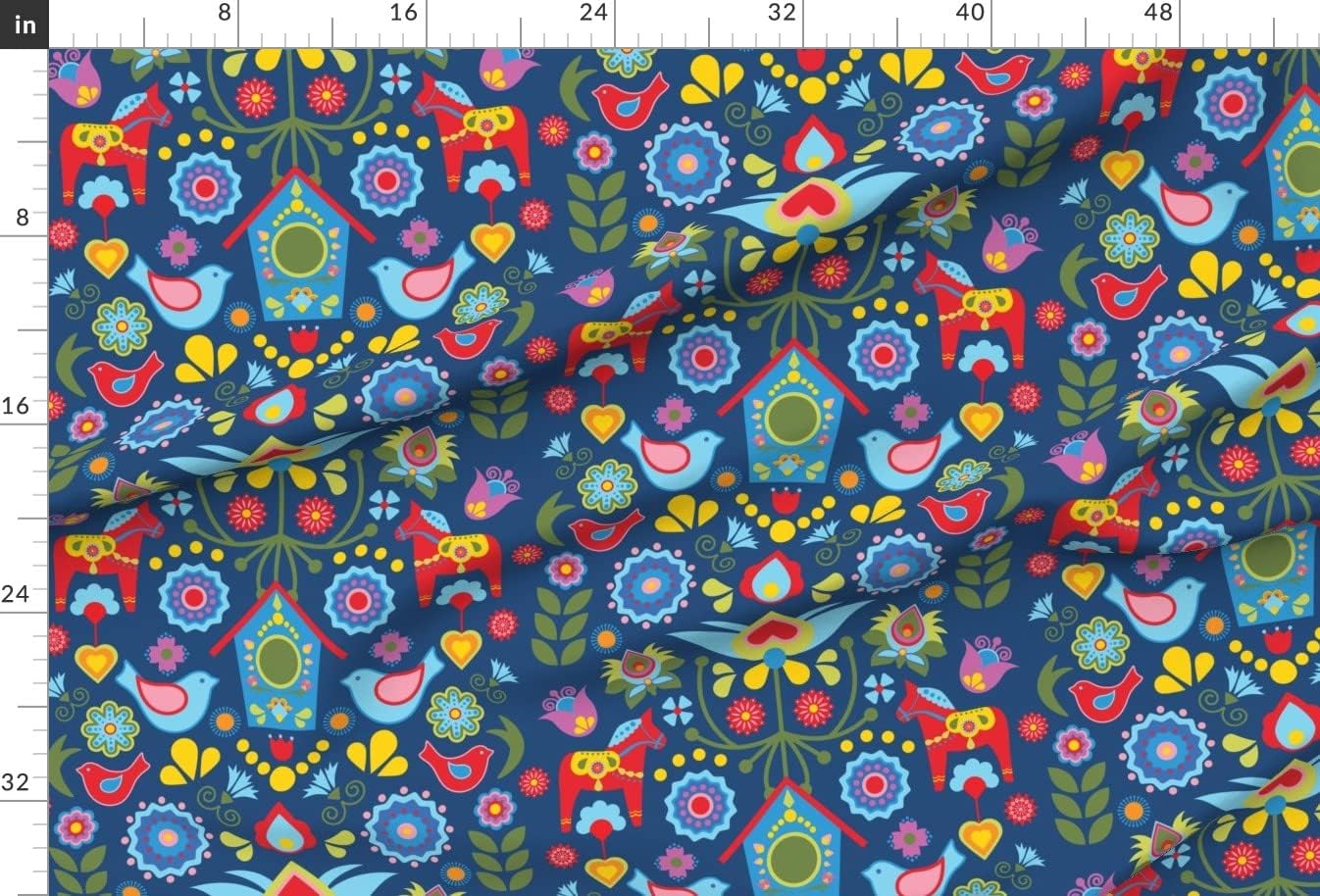 Spoonflower Fabric - Scandi, Mod, Birdhouse, Swedish, Folk Art, Garden, Floral, Bird, Printed on Upholstery Velvet Fabric Fat Quarter - Upholstery Home Decor Bottomweight Apparel