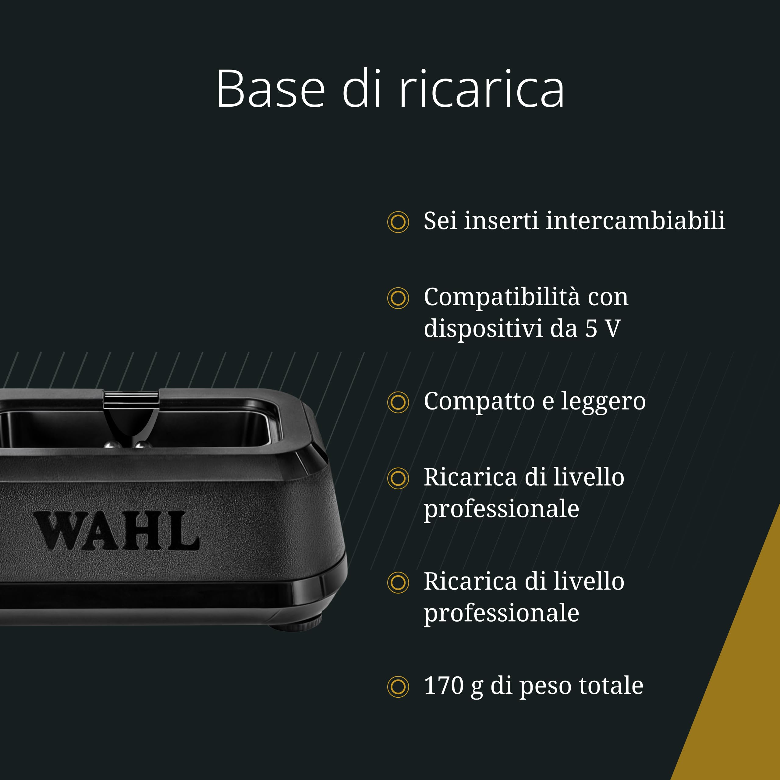 Wahl Power Station, Caricatore USB per Utensili Wahl e Dispositivi USB-C | Caricatore USB per Utensili Wahl 5 Star e Dispositivi USB-C, Ricarica fino a Tre Utensili, Sei Inserti Personalizzabili