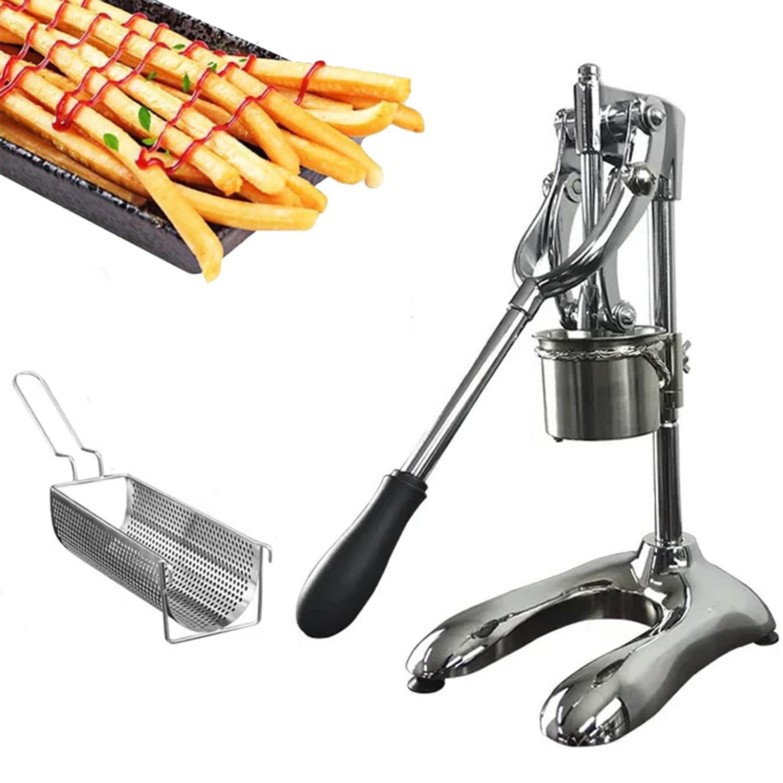GTHTUHFD French Fry Extruder,French Fry Cutter Machine, 30Cm Manual Vegetable Chopper With 12 Holes For Perfect Potato Strips, Efficient Fry Squeezer And Slicer For Homemade Fried Pota