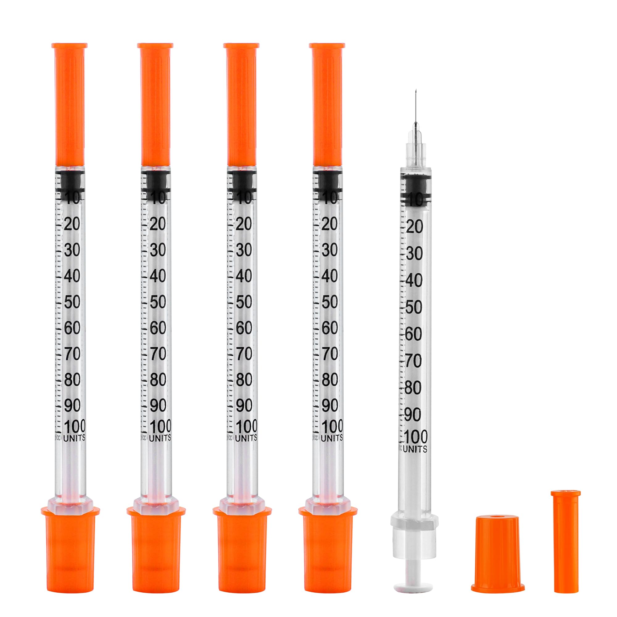 1ml Syringe with Needle, Syringes 1cc 31G 5/16 Inch, Individually Wrapped, Pack of 100
