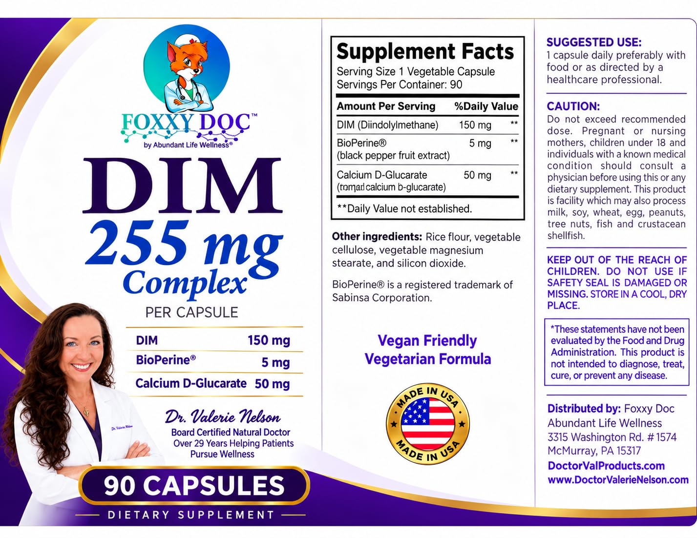 DIM 255 mg for Women & Men 90 Day Supply- Diindolymethane with Calcium D-Glucarate, Broccoli & BioPerine-Hormone Balance & Healthy Estrogen Metabolism by Dr. Valerie Nelson — Amazon image 5