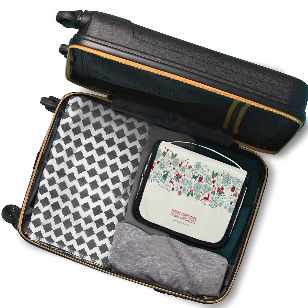 Wesołych Świąt Podróżna Kosmetyczka Wesołych Świąt Kosmetyczka Do Mycia Torebka Unisex Wiszące Kosmetyki Kosmetyki Organizer Do Makij, wielobarwny, Jeden rozmiar