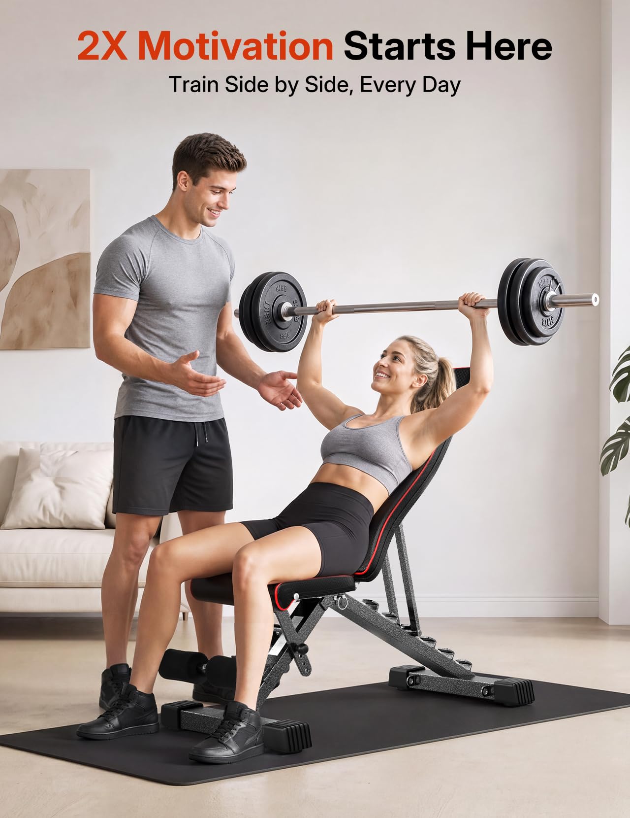 YOLEO klappbare Hantelbank Multifunktion Training Fitness Bank Bauchtrainer Schrägbank mit 6-Fach Verstellbarer Rückenlehne/3-Fach verstellbarer Sitzkissen,Belastung 300kg