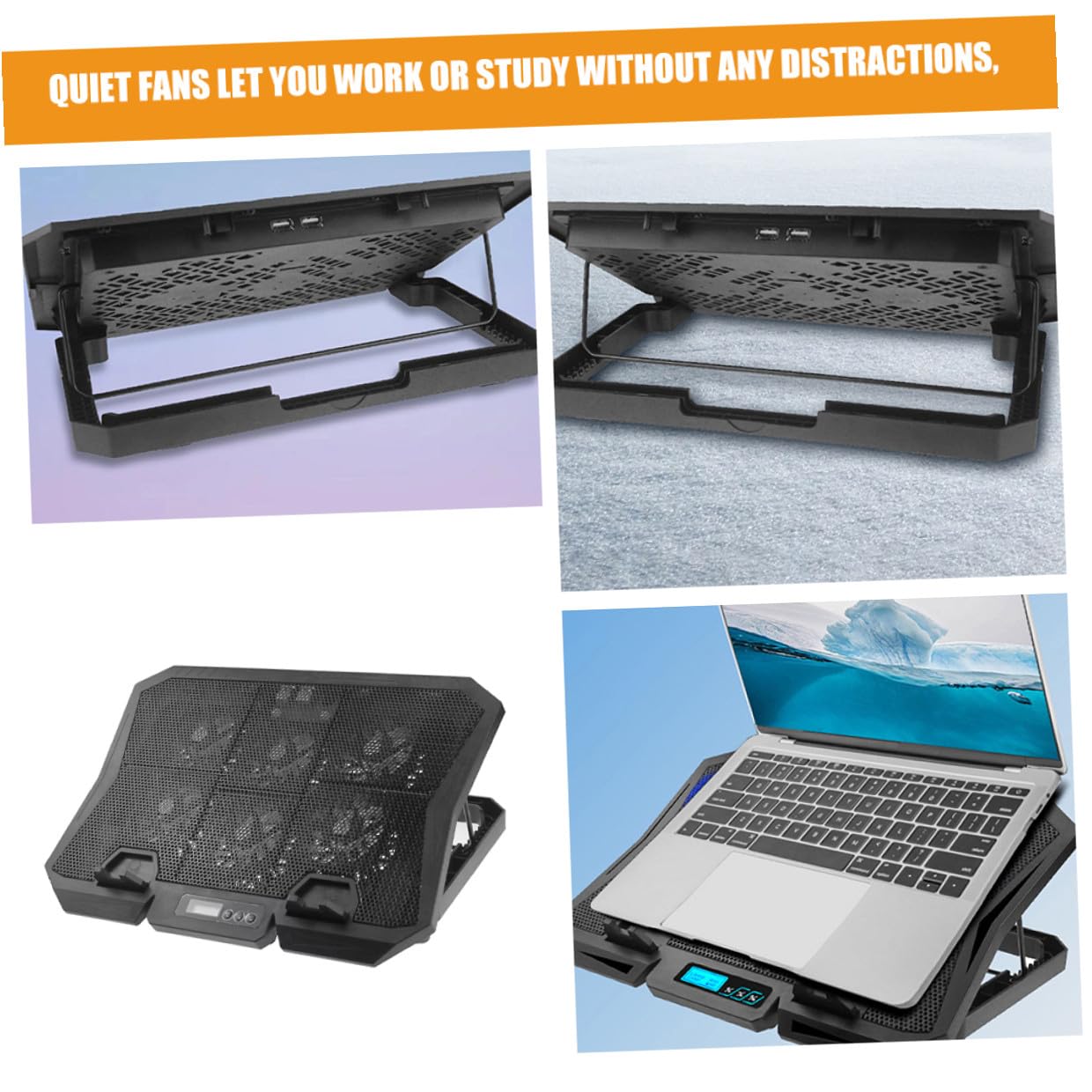 Base Raffreddamento Laptop Nero Abs Ventola 2200 Giri | Supporto per PC Portatile Fino a 15, 6 Pollici, 5v 2, 1w, Vacanze Estive