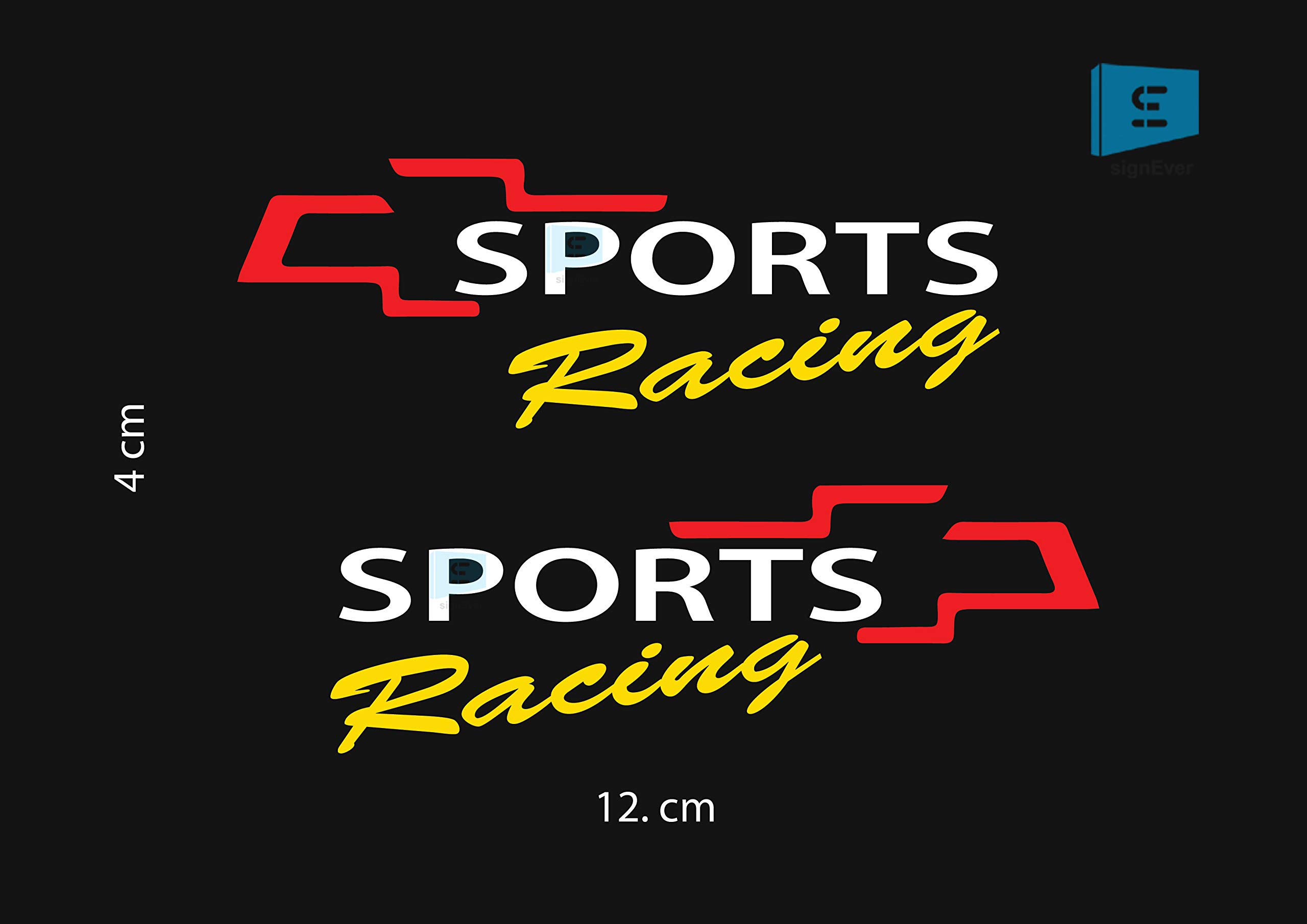 Vinyl Decals Sports Racing Chevrolet Rear View Mirror Stickers for Car Beat Exterior Sides L x H 12.00 cm x 4.00 cm Pack of 2