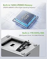 Vista 5 de Beelink Me Pro, Mini PC NAS, CPU Intel N150, 16 GB LPDDR5, 1 TB SSD, 3 ranuras M.2 PCIe3.0 SSD + 2 bahías HDD (Máx 72 TB), 5G + 2.5G Dual