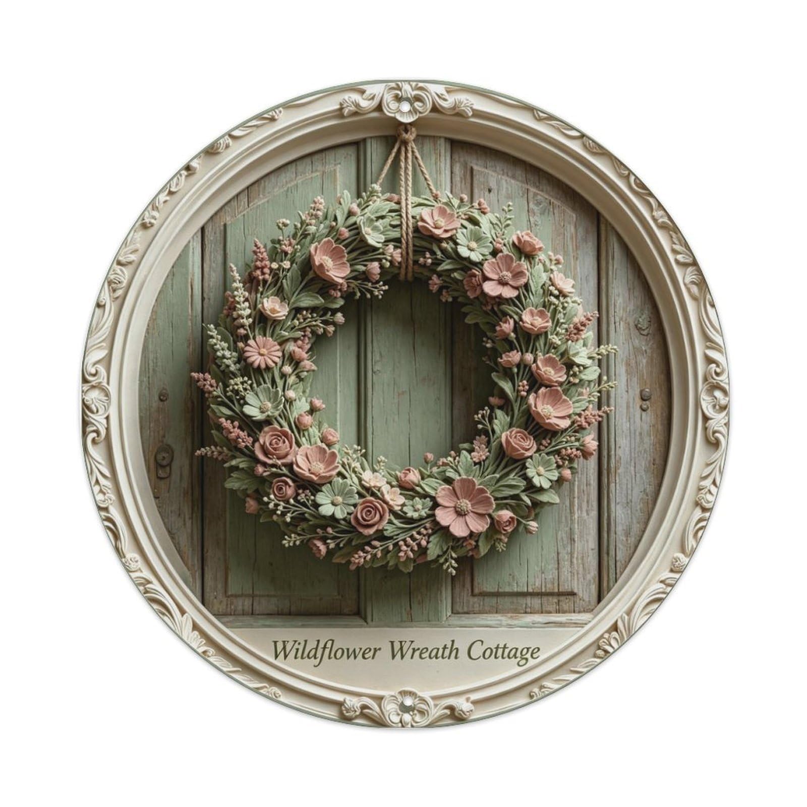 Wildflower Wreath Cottage Metal Tin Sign Plaque