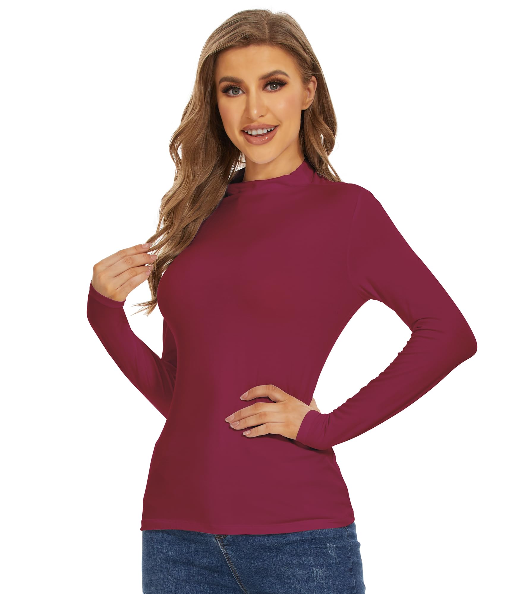 Bamboo Shirts For Women White Stag Women's Mock Turtleneck