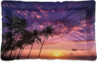 Ocean Sunset Palm Trees Dog Bed & Cat Bed for Small/Medium Pets, Ultra Soft Calming Washable Pet Bed with Non-Slip Bottom, 18x24 Inch（4）