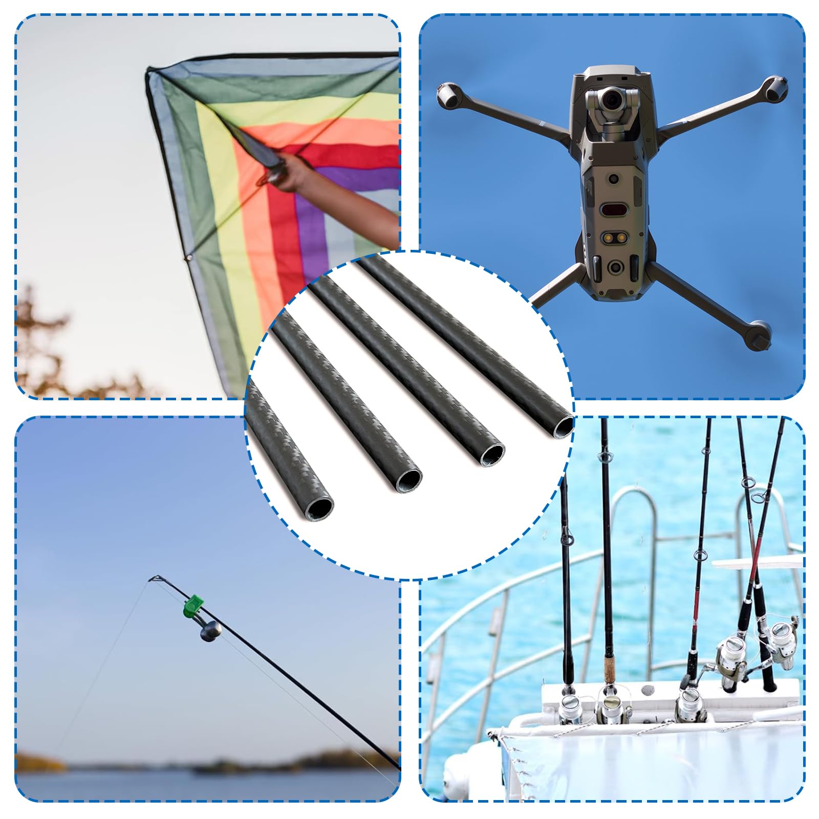 4 Piezas Varilla de Fibra de Carbono, Barra de Carbono de 4 mm x 300 mm para Aviones RC, Manualidades, Cometa, Tubo de Ala de Quadcopter, Reparación de Brazos