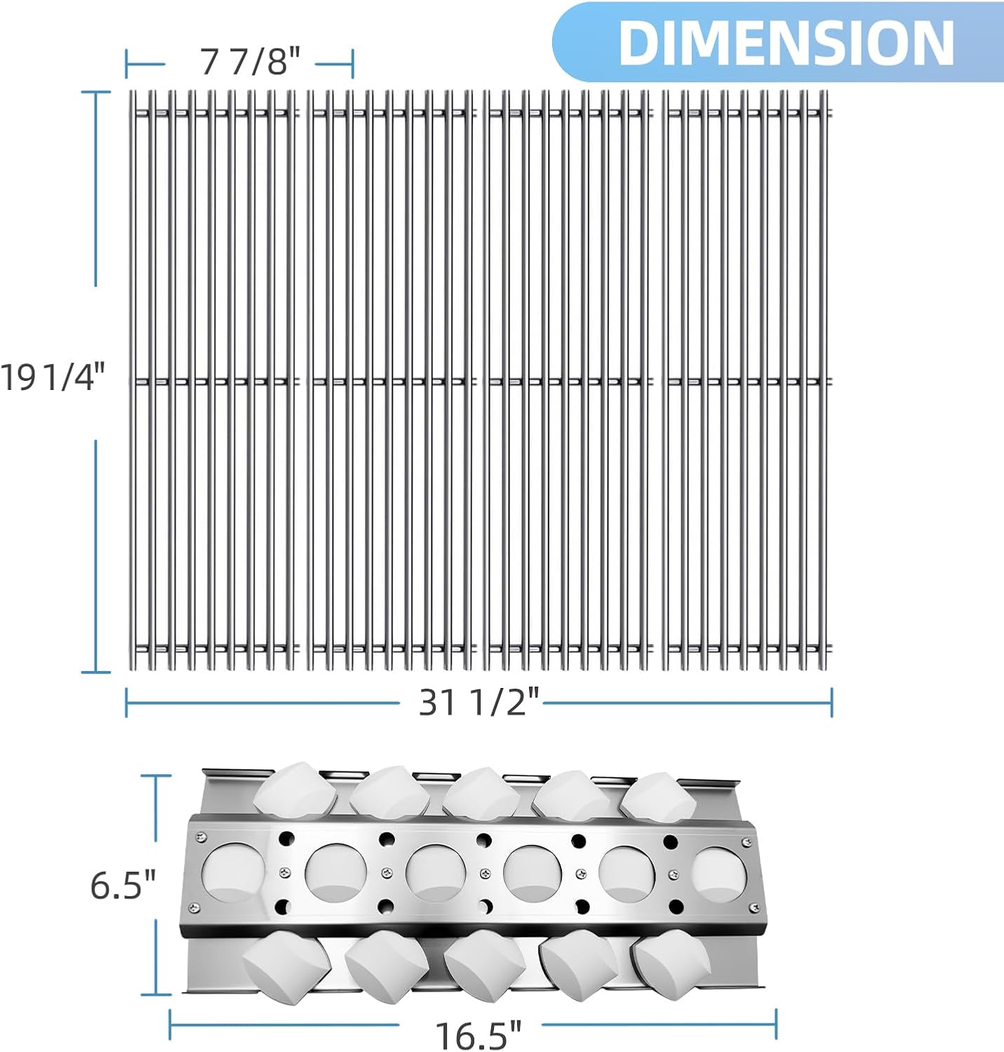 19 1/4" Stainless Steel Cooking Grid with 16 1/2" Briquette Tray for Select Turbo Replacement Parts, Heat Plate and Grill Grates Parts for Nexgrill CK4CKWN, CG4CKW Grills,4 Pack