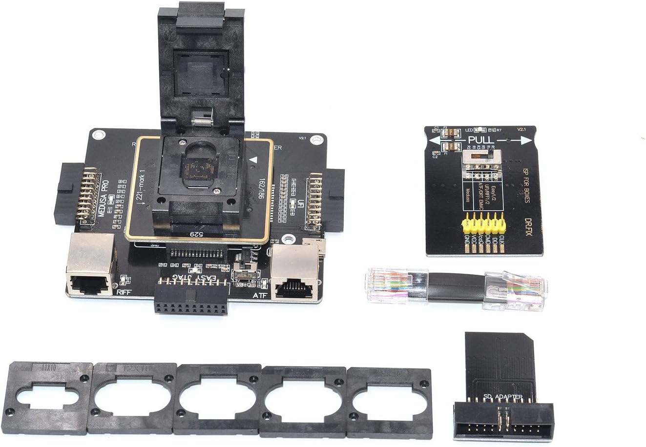6in1 eMMC Repair Adapter Supports Medusa Pro/UFI/ATF/EASY JTAG/RIFF/eMMC Pro Universal eMMC Boxes Programmer for eMMC Read Write Programming (DR.Fix-eMMC Adapter Kit)