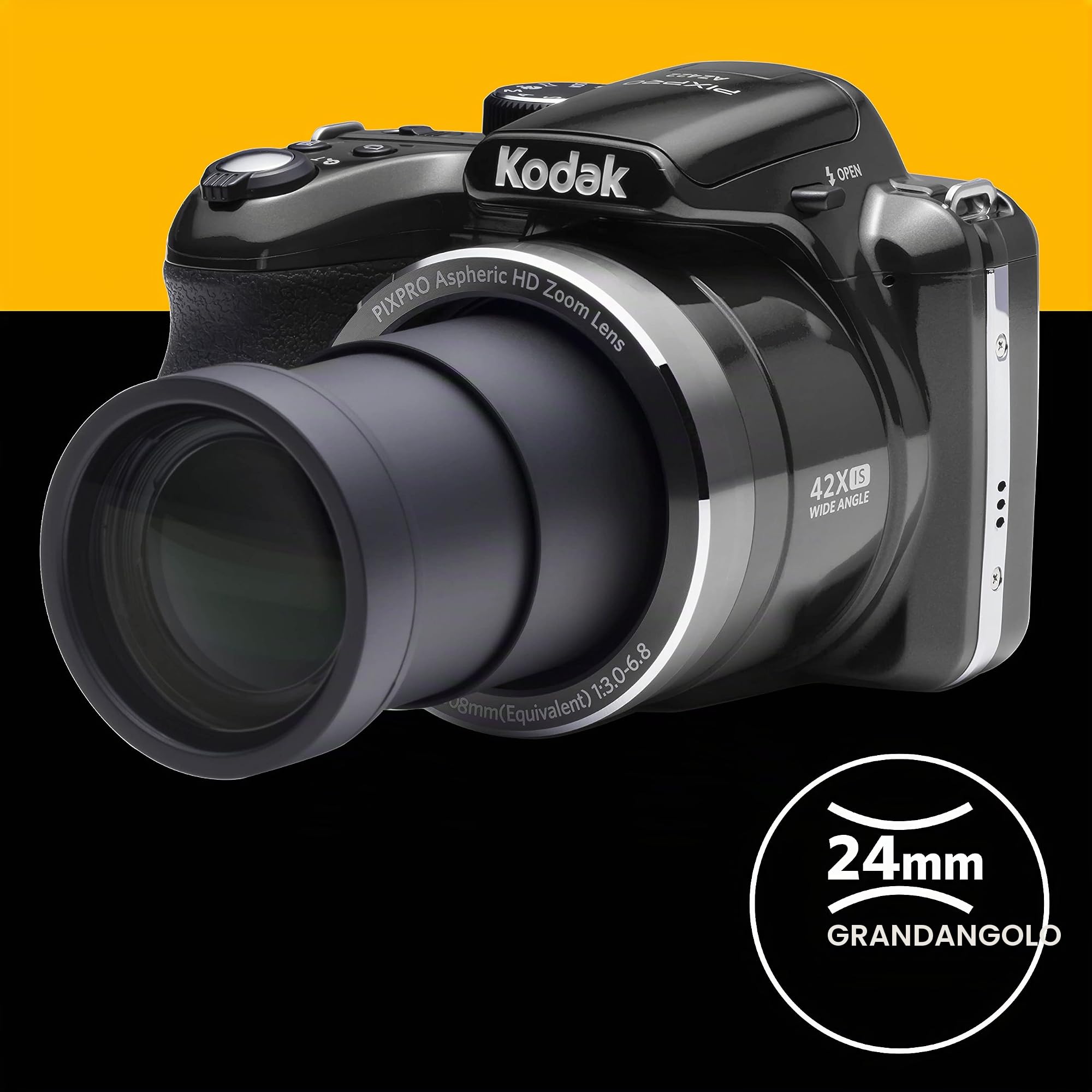 KODAK Pixpro AZ422 - Fotocamera Bridge Digitale 20 Megapixel, Zoom Ottico 42X, Obiettivo Grandangolare 24 mm, Video HD 720p, OIS, Flash Integrato, Schermo LCD 3, Batteria Li-ion - Nero