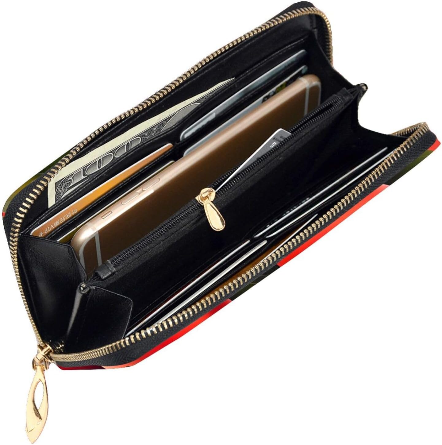 Red Apricot Women's wallet, clutch wallet, with zipper, large capacity.