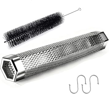 Smoke Tube for Pellet Smoker, 12" Stainless Steel Smoker Generator for Hot or Cold Smoking 5 Hours of Billowing Smoke