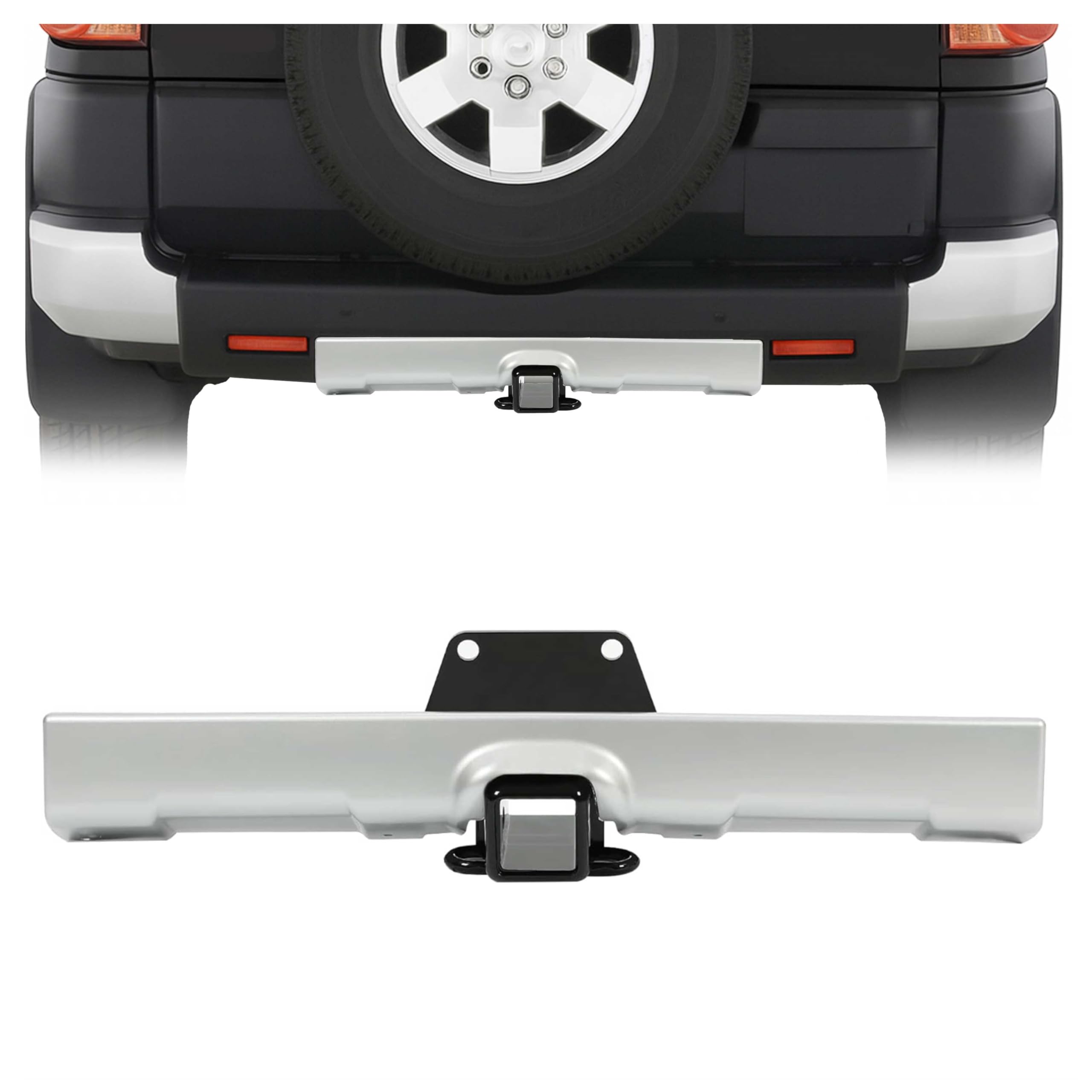 KUAFU Trailer Hitch+Bumper Panel Kit Compatible with 2007-2014 Toyota FJ Cruiser Replacement for PT228-60060 Rear Tow Hitch Lower Valance Powder