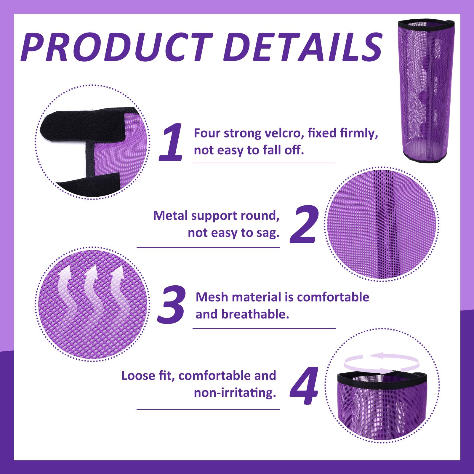 Fly Boots for Horses Set of 4 Reliable Leg Protection from Flies Insects Breathable Mesh Wraps for Turnout Pasture Riding Secure Stay On Fit Purple 4 Boots - Image 3