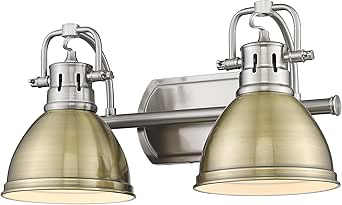 Duncan 16 1/2" Wide Pewter and Aged Brass 2-Light Bath Light