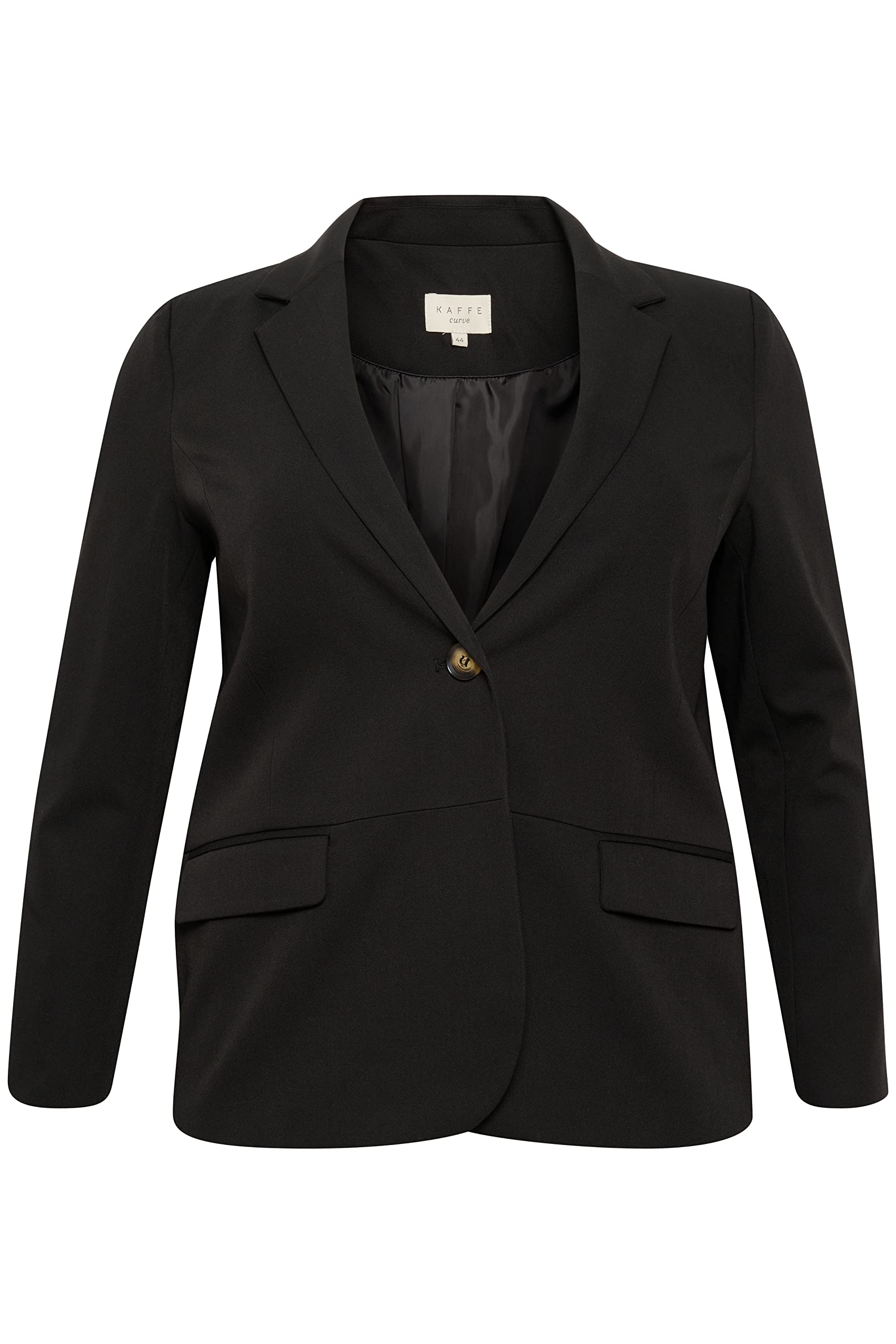 Cream Women's Kaffe Curve Plus Size Blazer Classic Long Sleeves Jacket, Black Deep, 24