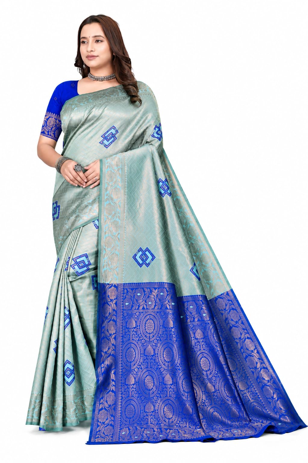 Fashion Women's Kanjivaram Style Soft Silk Banarasi Sarees With Blouse Piece For Women Pure Soft Silk Saree With Blouse Piece For Wedding-picture-40