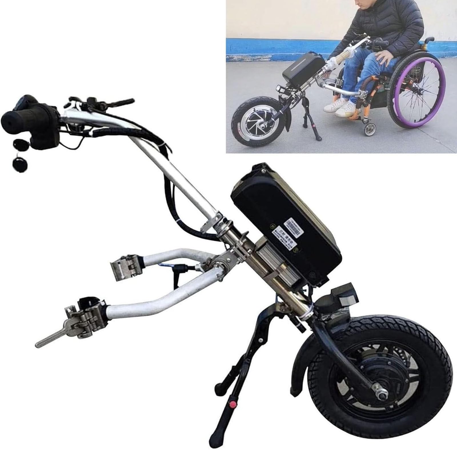 Accesorio eléctrico para silla de ruedas, motor de 500 W para mayor movilidad, convierte la silla de ruedas manual en eléctrica para un fácil transporte