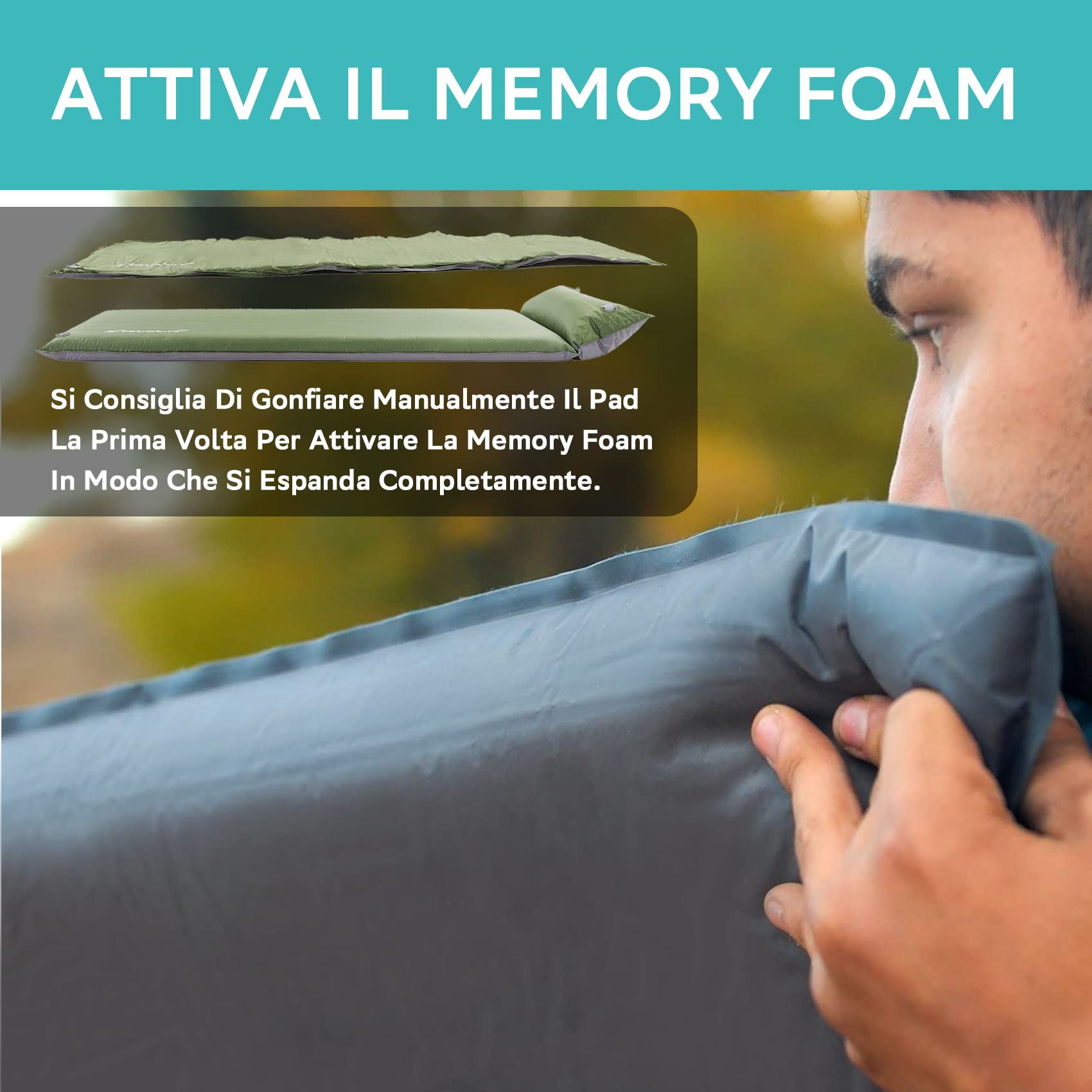Clostnature Materassino Autogonfiabile da Campeggio - Materassino Autogonfiabile Esterno Spesso 3/5/7,6 cm con Confezione Piccola, Materassino Leggero per Sport, Escursionismo, Inverno