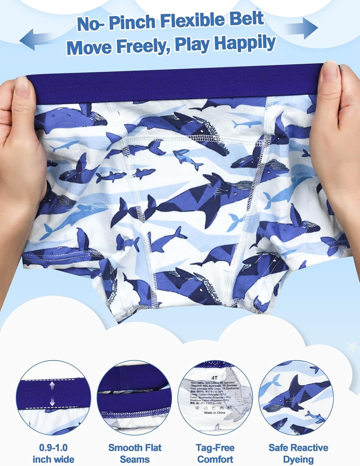 MOEMOE BABY Potty Training Underwear, Cotton Toddler Boxer Brief Training Pants 2T–6T for Boys