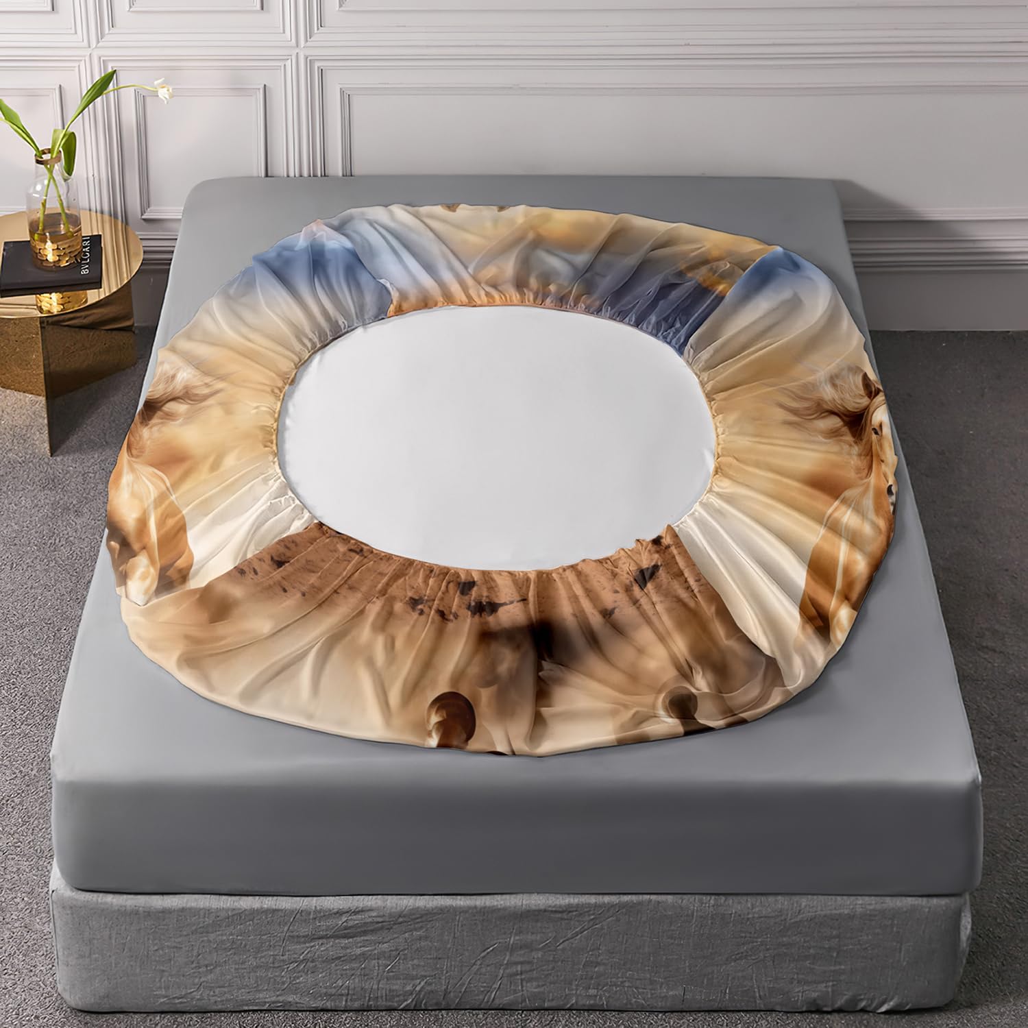 Horse Bedding Western Fitted Sheets for Teens,Farm Animal Bed Set for Kids Boys Girls Room Horse Decor,Desert Theme Bedding Full Size Bed Set,1 Fitted Sheet+2 Pillowcases.