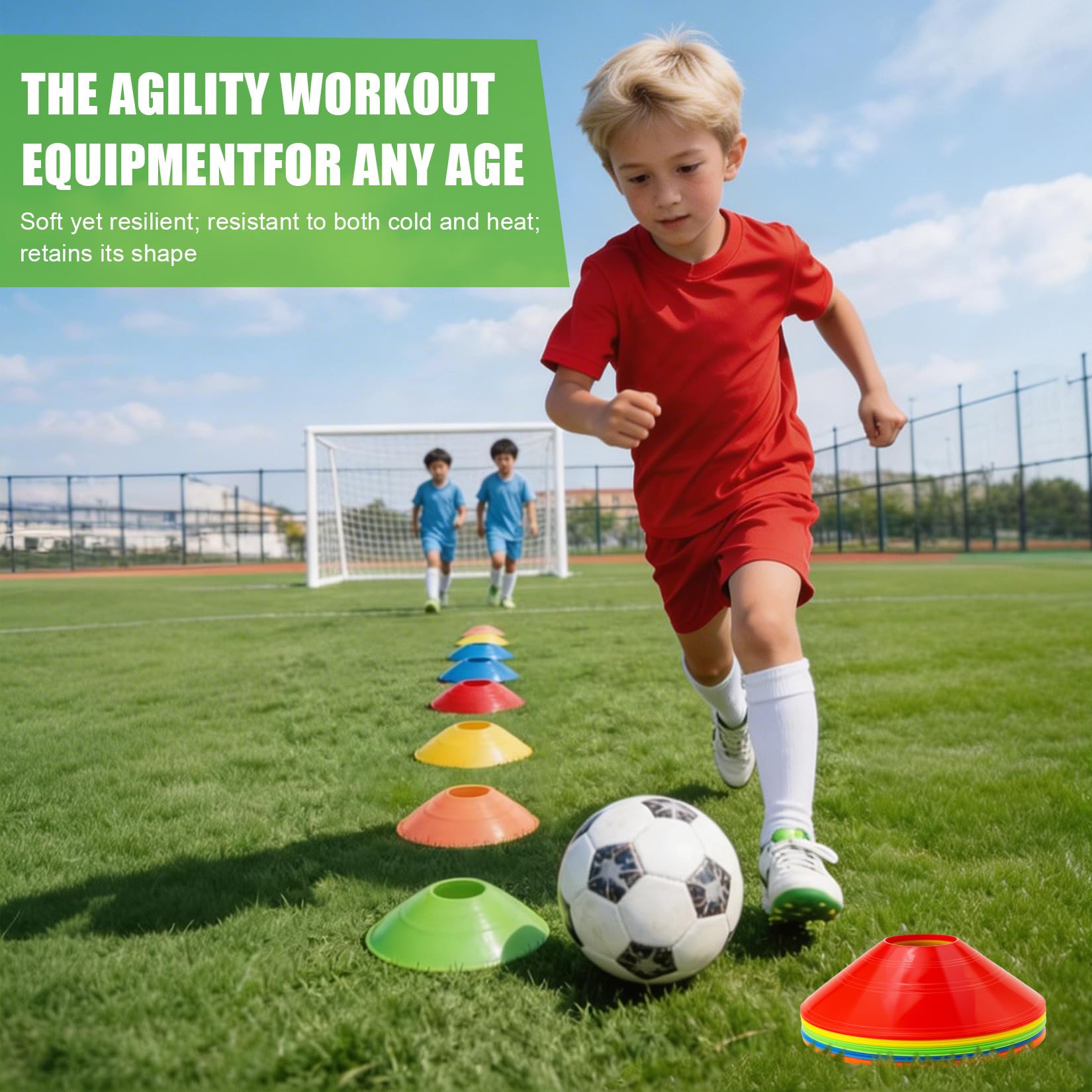 Xujinsongg 20 Pièces Plots de Marquage pour Football Cône, Plots Entraînement Cônes de Marquage, cônes de Football pour Hockey, Patinage sur Glace, Handball, entraînement de Coordination