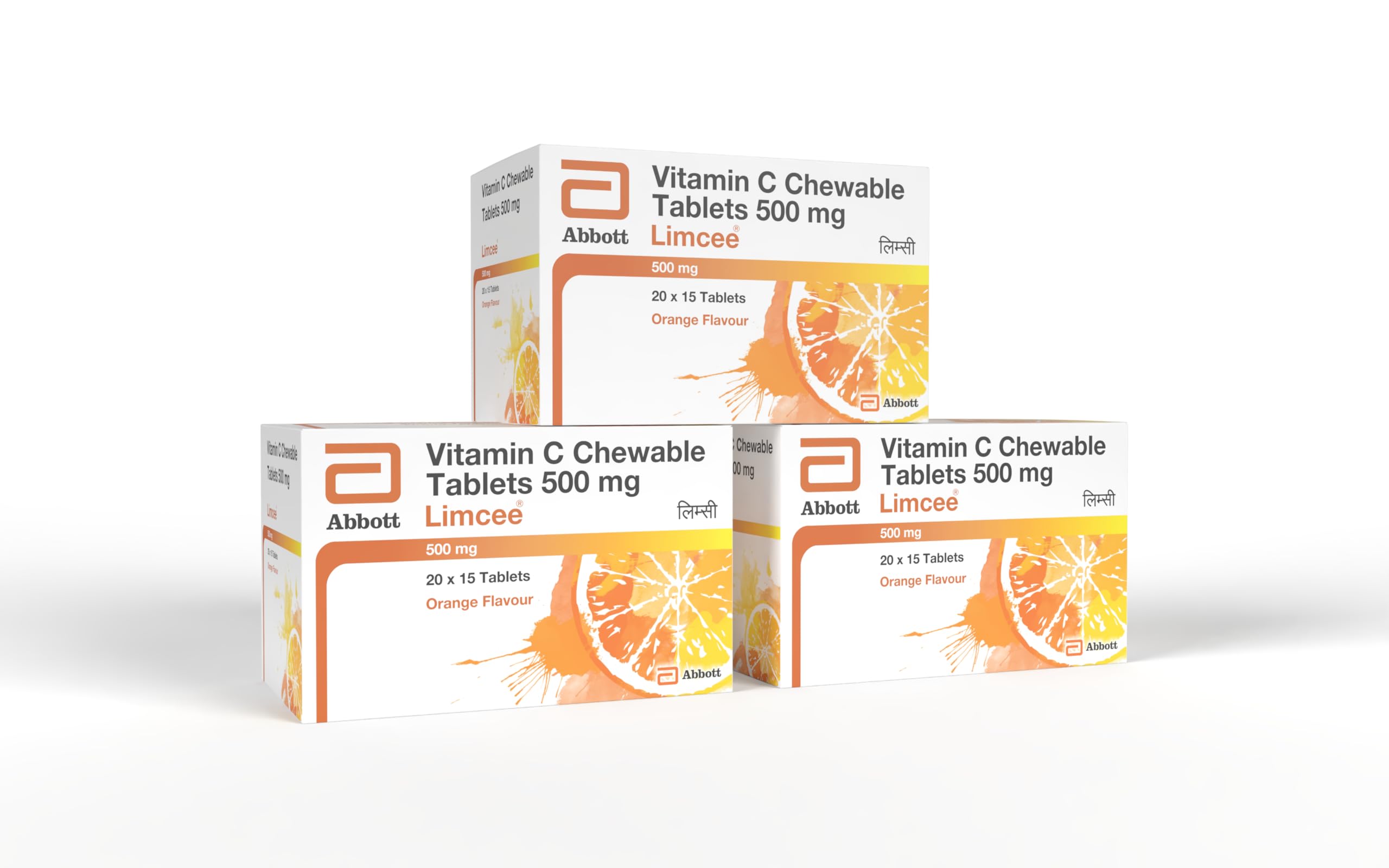 Limcee Chewable Natural Vitamin C Chewable Tablets 500mg || Tangy Orange Flavour || Boost Immunity || Supports Energy || Antioxidant || Skin Care || Men and Women -15 Tabs (Pack of 3)