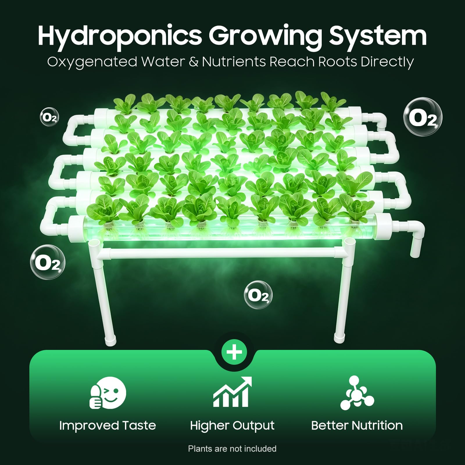 Hydroponic Grow Kit & Hydroponic System - Sistemas de cultivo de plantas sin tierra | Tubería hidropónica de PVC | Sistema de cultivo hidropónico para hortalizas hidropónicas (1 capa, 54 ubicaciones)