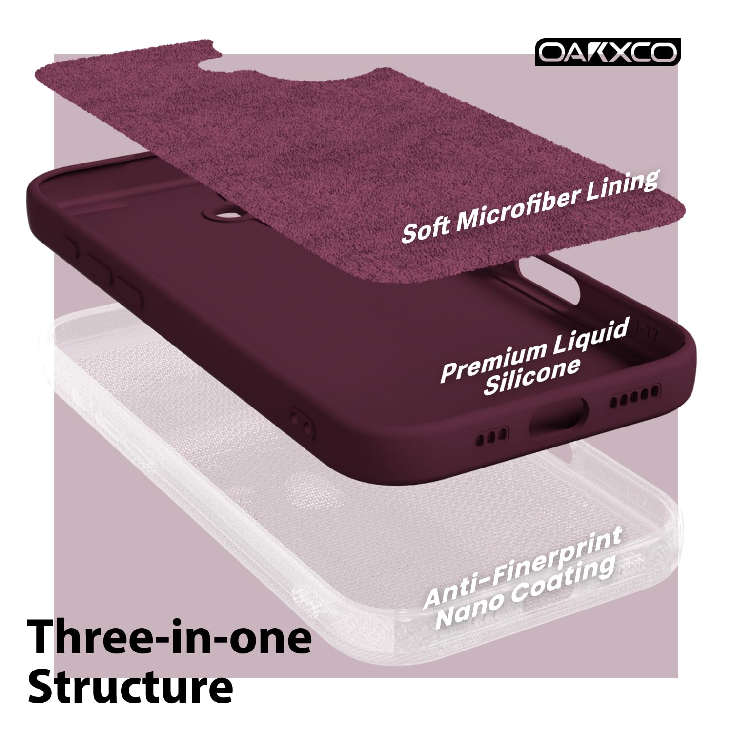 oakxco for iPhone 17 Pro Max Phone Case Liquid Silicone, Cute Thin Slim Grip Soft Rubber Gel for Women Men, Smooth Matte TPU Plain Solid Color Girly Simple Case with Camera Cover, Light Pink — view 1510