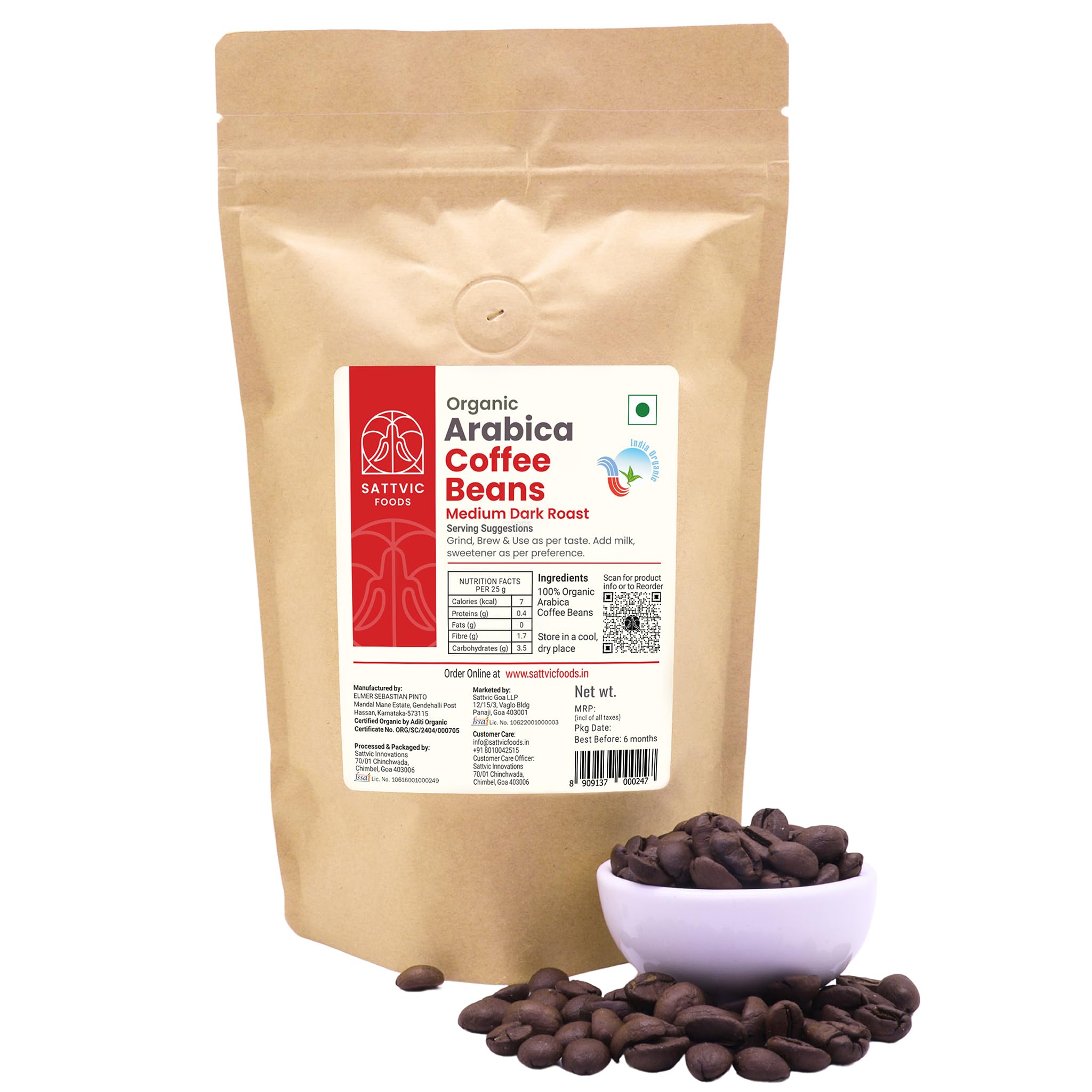 See full amazon price history chart for Sattvic Foods 100% Arabica Coffee Beans (1 kg - 200g x 5) | Certified Organic | Medium Dark Roast Coffee | Single Origin Coffee | Rich in Antioxidants and Low in Calories | Brew and Savour Sattvic Foods 100% Arabica Coffee Beans (1 kg - 200g x 5) | Certified Organic | Medium Dark Roast Coffee | Single Origin Coffee | Rich in Antioxidants and Low in Calories | Brew and Savour (B0D6KG57XZ) Amazon Price History, Amazon Price Tracker