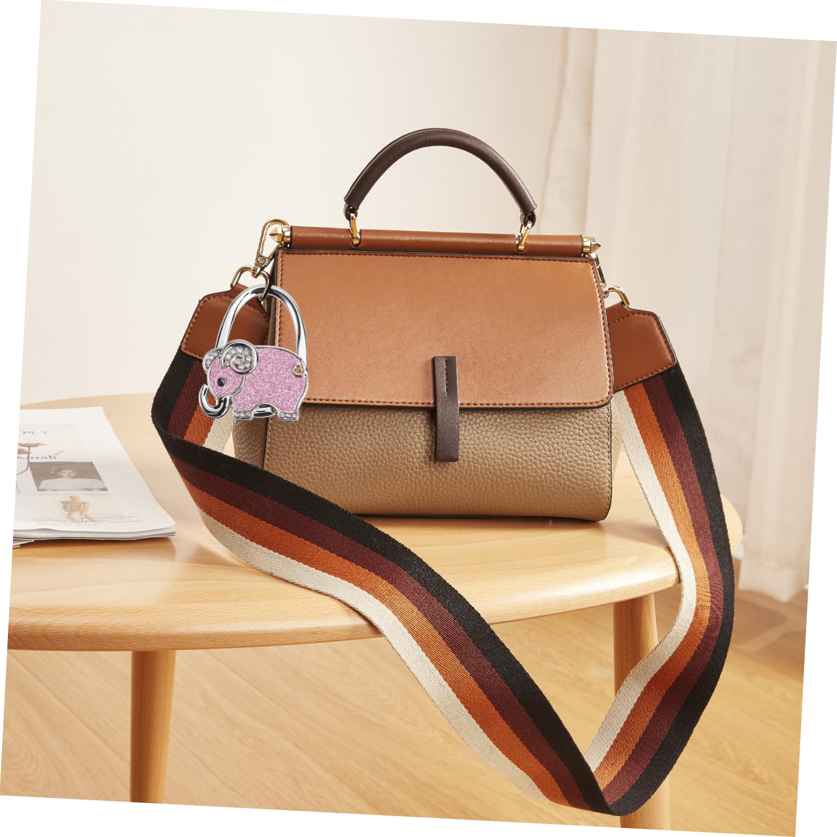 GALPADA Purse Bag Rhinestone Elephant Hanger Handbag Hook Holder Table Hook Bag Non-Slip Back Rust-Free