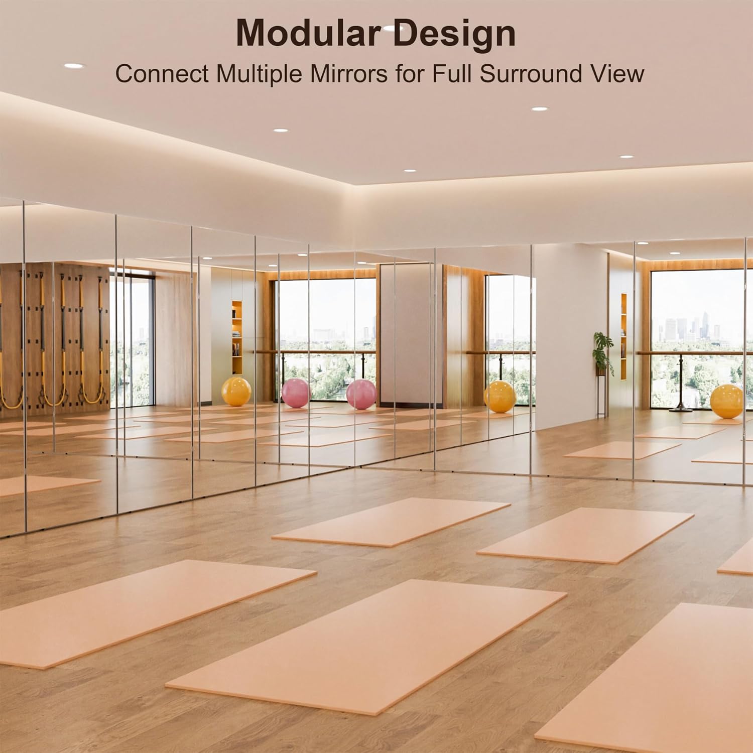 brisafe 71"x63" Ultra-Light Foldable Floor Mirror with 360° Folding Design, Space-Saving Full-Length Mirror for Home Gym/Yoga/Dance Studio & Commercial Use, 60% Insurance Savings, Black