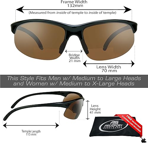 Miniatura 2 de proSPORT BIFOCAL - Lentes de sol tintados para hombre y mujer, alta definición, amarillo ámbar ahumado, +1.50 +1.75 +2.00 +2.25 +2.50