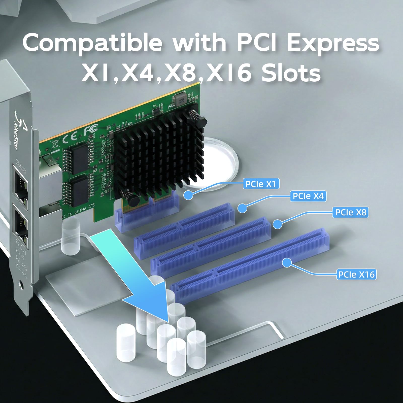 XikeStor Scheda di rete 2,5 Gb PCIe con chip I226-V, adattatore di rete 2,5GBase-T NIC, porta LAN RJ45 Ethernet Gigabit 100/1000/2500 Mbit/s, PCIe 3.1 X1 (PCIE 2.5G x 2)