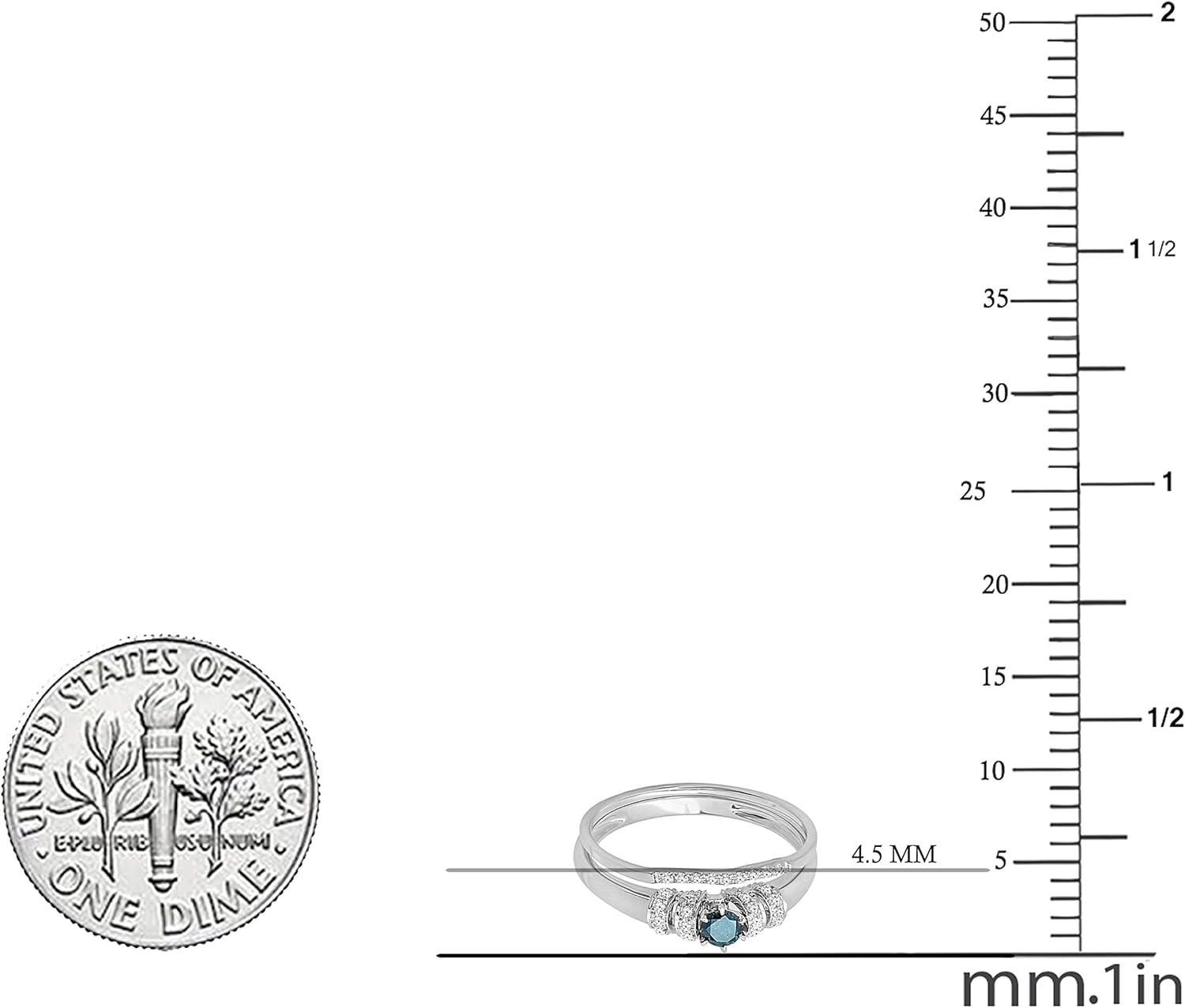 Dazzlingrock Collection 0.30 Ctw Round Blue and White Diamond Bridal Engagement Ring Set 1/, 14K Solid Gold