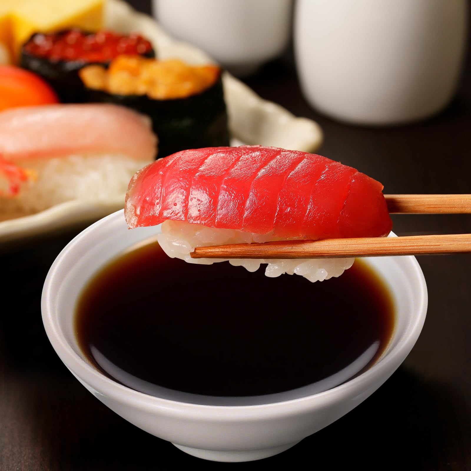 Mimorou Sojasaucenschale aus Keramik, weiß, 34 ml, asiatische kleine Porzellan-Soßenschalen für Sushi, Ketchup, Essig, Olivenöl, Soja, Gewürze, Grill-Chips und Dip-Servierschalen, Geschenk, 100 Stück
