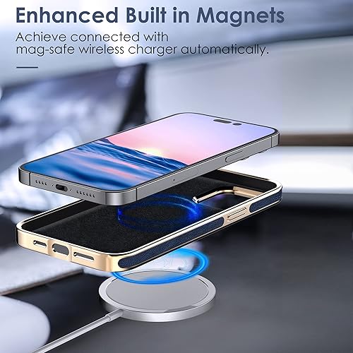 Miniatura 7 de LOHASIC Funda para iPhone 14 compatible con MagSafe, funda de lujo para negocios, elegante, clásica de piel sintética, mejor diseñador, funda