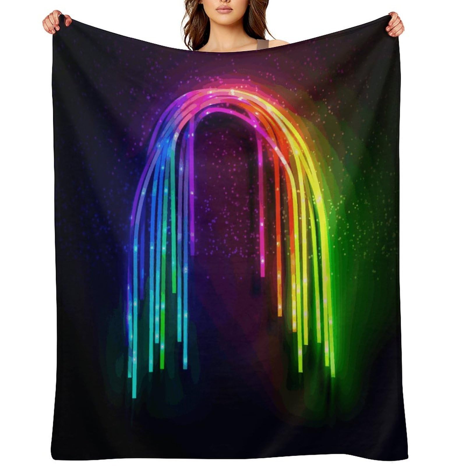 Rainbow Neon Blankets Large Luxury Flannel Throw Blanket Fashion Thick Blanket for Sofa&Bed Blankets Cozy Ultra-Soft Bath Towel for Men&Women 40"x50"