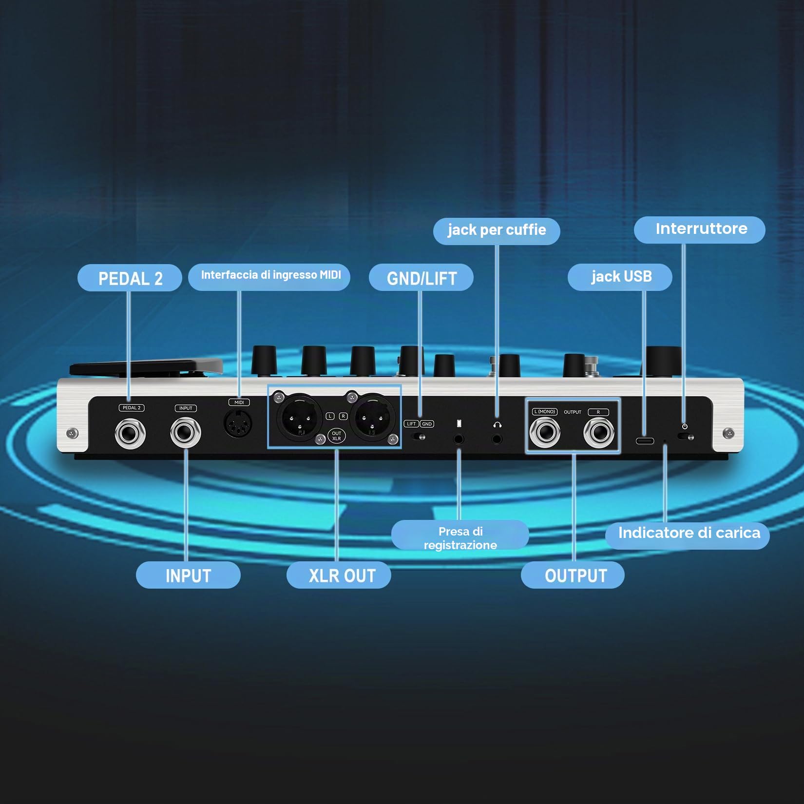 M-Vave MK-300 - Processore multi-effetto per chitarra e basso, 11 moduli, oltre 320 effetti, 120 amplificatori, caricatore IR, Looper, Drumcomputer, BT e USB