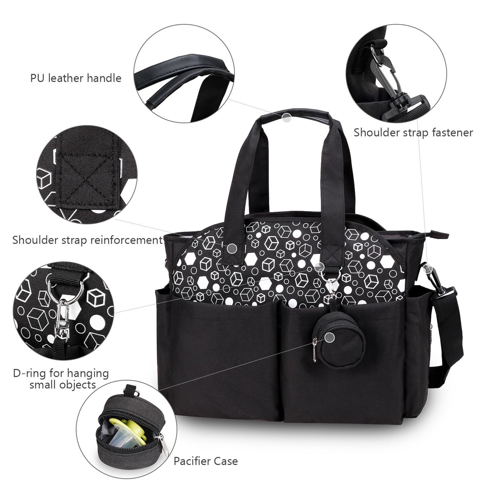 Sac à bandoulière de grande capacité pour maman, maman, bébé, sac à main d'allaitement, sac à langer portable, sac à dos de voyage, sac à bandoulière