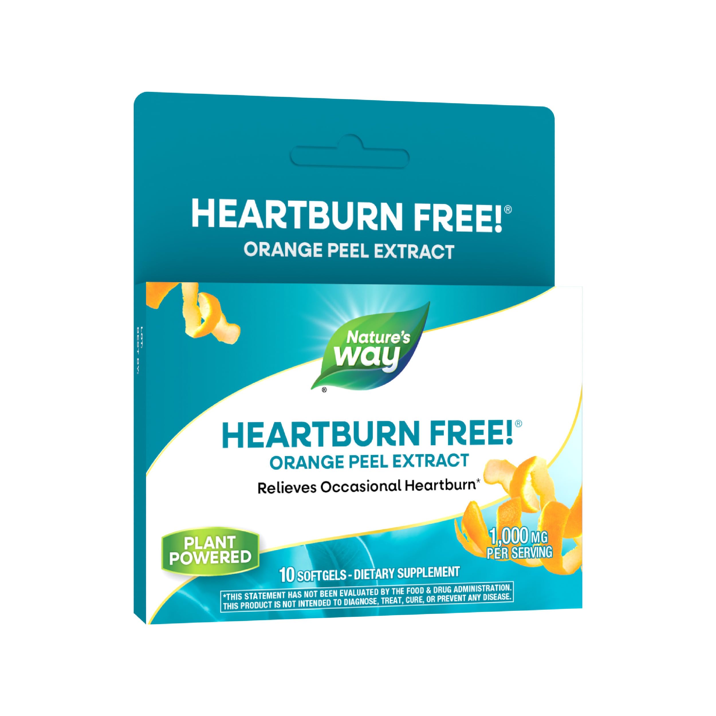 Nature's Way Heartburn Free! Orange Peel Extract Supplement, Occasional Heartburn Relief*, 10 Softgels