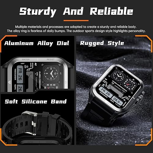 Miniatura 3 de Relojes inteligentes para hombres, reloj inteligente militar resistente de 1.83 pulgadas con llamada Bluetooth, IP68 impermeable reloj de fitness