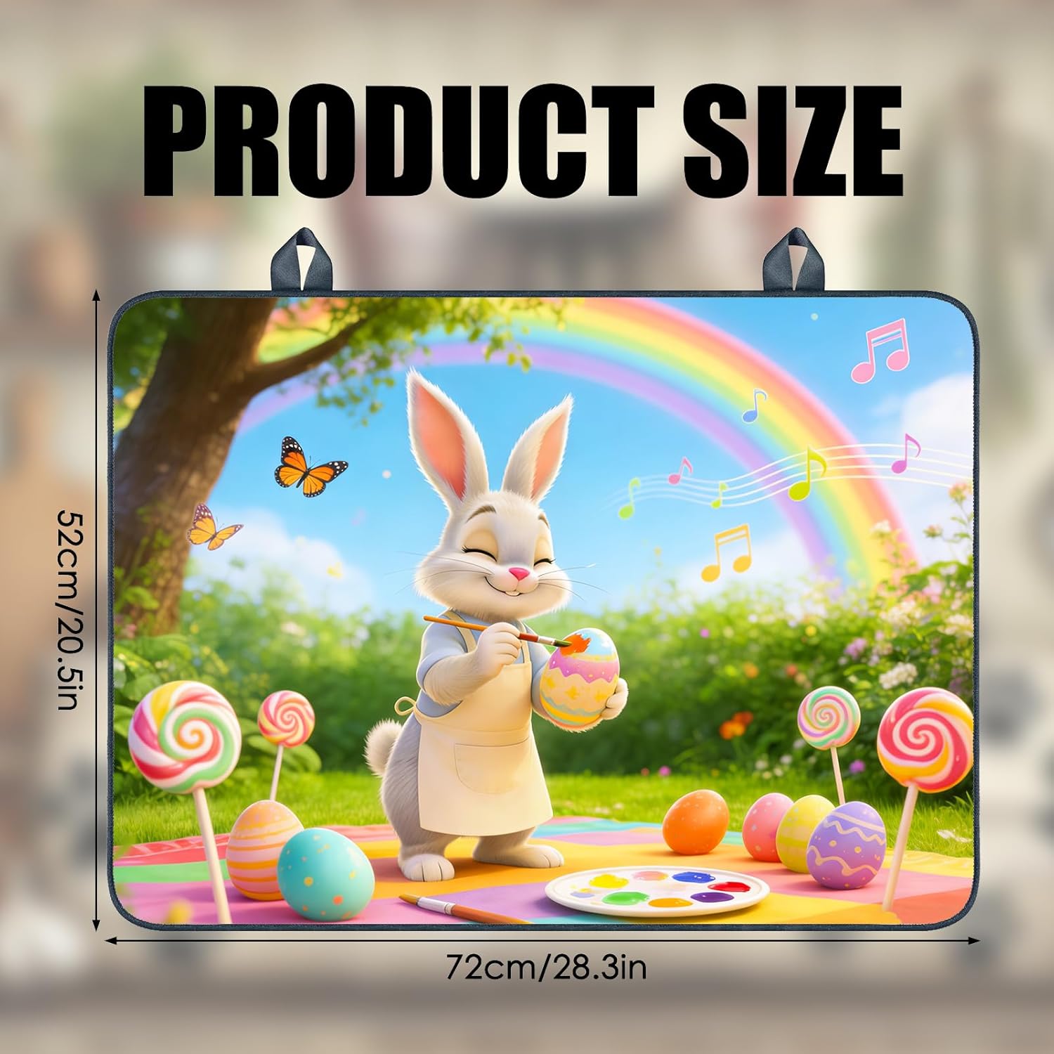 Nuxovilar Stove Top Cover Glass Stove Top Cover Protector Painting Rabbit Rainbow Lollipop Pattern Polyester Diatomaceous Earth 28.65x20.47Inch Kitchen Countertop Home Decoration
