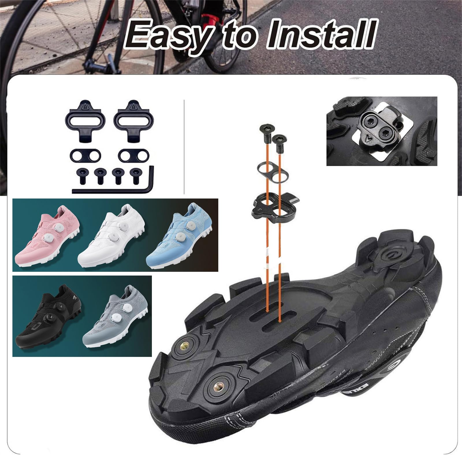 Hixingo Zapatilla de Ciclismo MTB Hombre Mujer, Compatibles SPD Lock System Zapatos Bicicleta Montaña Exterior, Unisex Zapatillas de Ciclismo Antideslizante Respirables Adulto