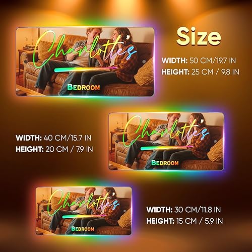 Miniatura 6 de Luz LED con espejo con nombre personalizado, luz nocturna de espejo iluminada, decoración de pared, decoración de dormitorio, luz nocturna con